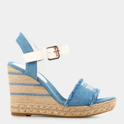 TOMMY HILFIGER Sandali^Fw0Fw070790G1 Denim Wedge Denim Jeans - Sandali Azzurro