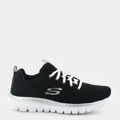SKECHERS Sportive^12615 Graceful Black Mesh / White - Sportive Nero