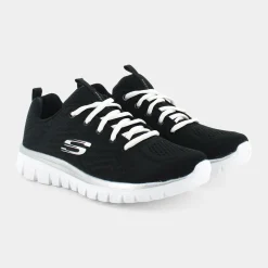 SKECHERS Sportive^12615 Graceful Black Mesh / White - Sportive Nero