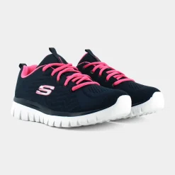 SKECHERS Sportive^12615 Graceful Navy Mesh / Hot Pink - Sportive Blu